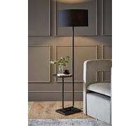 MiniSun | Large Matt Black Curved Stem Marble Floor Lamp with Black Shade | Table Lamps, Home Décor & Improvement Essential