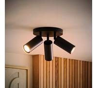 Valuelights Taylor Matte Black Tube 3 Way Adjustable Ceiling Spotlight And Bulbs