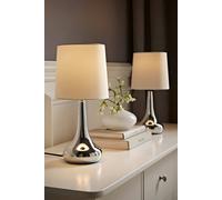 ValueLights | Silver Chrome Teardrop Touch Dimmer Table Lamps with Cream Shade | Table Lamps, Home Décor & Improvement Essential