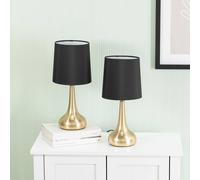 ValueLights | Brushed Gold Teardrop Touch Dimmer Table Lamps with Black Shade | Home Décor, Bedside & Desk Lamp | Includes Bulb