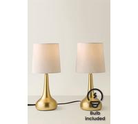 ValueLights | Brushed Gold Teardrop Touch Dimmer Table Lamps with Cream Shade | Home Décor, Bedside & Desk Lamp | Includes Bulb