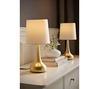 ValueLights | Brushed Gold Teardrop Touch Dimmer Table Lamps with Cream Shade | Home Décor, Bedside & Desk Lamp | Includes Bulb