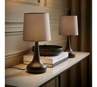 ValueLights | Black Teardrop Touch Dimmer Table Lamps with Grey Pink Shade | Table Lamps, Home Décor & Improvement Essential