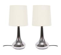 ValueLights | Silver Chrome Teardrop Touch Dimmer Table Lamps with Cream Shade | Table Lamps, Home Décor & Improvement Essential