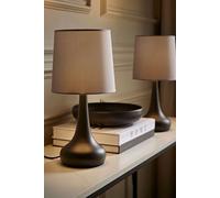 ValueLights | Black Teardrop Touch Dimmer Table Lamps with Grey Pink Shade | Table Lamps, Home Décor & Improvement Essential