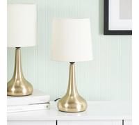 ValueLights | Pair Brushed Gold Teardrop Touch Dimmer Table Lamps with Cream Shade | Table Lamps, Home Décor & Improvement Essential