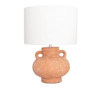Theo Linen Drum Lamp Shade Terracotta Vase Hand Finished Table Lamp ValueLights Terracotta One Size