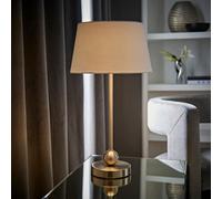 Valuelights Theydon Modern Brushed Chrome Single Stem Metal Ball Table Lamp With White Shade
