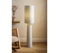 Valuelights Thorley Green And Cream Stripe Drum Shade Fabric Midi Floor Lamp In Pale Green Pale Green