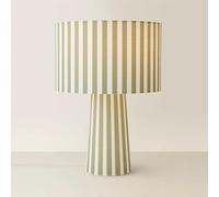 ValueLights | Thorley Green and Cream Stripe Drum Shade Full Fabric Table Lamp | Table Lamps, Home Décor & Improvement Essential