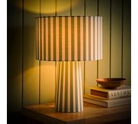 ValueLights Thorley Stripe Drum Shade Full Fabric Table Lamp & Bulb in Pale Green ValueLights Pale Green