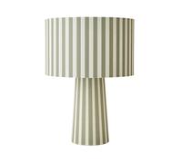 ValueLights | Thorley Green and Cream Stripe Drum Shade Full Fabric Table Lamp with LED Bulb | Table Lamps, Home Décor & Improvement Essential | Included LED Bulb