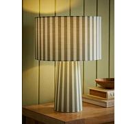 Valuelights Thorley Green And Cream Stripe Full Fabric Table Lamp Print