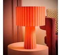 Valuelights Thorley Orange Stripe Drum Shade Full Fabric Table Lamp With Bulb
