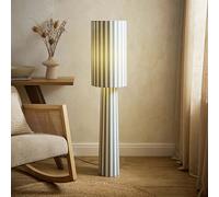 ValueLights Thorley Green & Cream Stripe Drum Shade Fabric Midi Floor Lamp in Pale Green ValueLights Pale Green