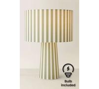 ValueLights Thorley Stripe Drum Shade Full Fabric Table Lamp & Bulb in Pale Green ValueLights Pale Green