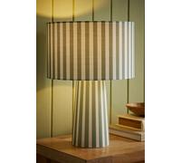 Valuelights Thorley Stripe Drum Shade Full Fabric Table Lamp In Pale Green Pale Green