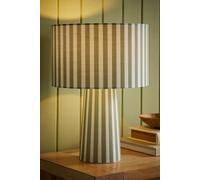 ValueLights | Thorley Green and Cream Stripe Drum Shade Full Fabric Table Lamp | Table Lamps, Home Décor & Improvement Essential
