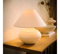 Valuelights Tibby Bobble Textured Ceramic Table Lamp With Conical Shade And Bulb