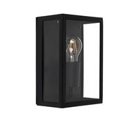 MiniSun | Modern IP44 Rated Black & Glass Rectangular Outdoor Security Wall Light Lantern | Outdoor Wall Lights, Home Décor & Improvement Essential | Mains Wired
