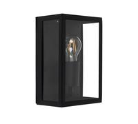 MiniSun | Modern IP44 Rated Black & Glass Rectangular Outdoor Security Wall Light Lantern | Outdoor Wall Lights, Home Décor & Improvement Essential | Mains Wired