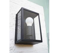 MiniSun | Modern IP44 Rated Black & Glass Rectangular Outdoor Security Wall Light Lantern | Outdoor Wall Lights, Home Décor & Improvement Essential | Mains Wired