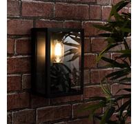 MiniSun | Modern IP44 Rated Black & Glass Rectangular Outdoor Security Wall Light Lantern | Outdoor Wall Lights, Home Décor & Improvement Essential | Mains Wired