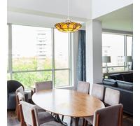Tiffany Style Amber Jewelled Glass Uplighter Design Ceiling Pendant Light Shade