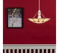 Valuelights Tiffany Cortez Cream And Red Stained Glass Ceiling Lamp Shade