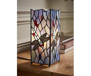Valuelights Tiffany Dragonfly Design Square Table Lamp Print