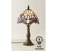 ValueLights Tiffany Dragonfly Stained Glass Antique Brass Table Lamp & LED Bulb ValueLights Multicolor