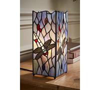Valuelights Tiffany Dragonfly Stained Glass Square Table Lamp In Blue Blue