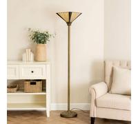 Valuelights Tiffany Stained Glass Antique Brass Uplighter Floor Lamp