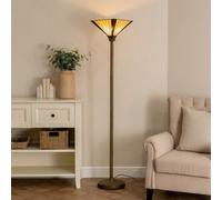 Valuelights Tiffany Stained Glass Antique Brass Uplighter Floor Lamp And Bulb