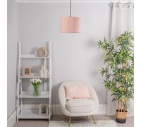 ValueLights | Nesting Fabric Drum Light Shades in Blush Pink | Lamp Shades, Home Décor & Improvement Essential | Pack of 3 | 3 Sizes (S/M/L) | Includes Bulb [3000K Warm White]