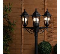 Valuelights Traditional 1.95M Black 3 Way Ip44 Outdoor Garden Lamp Post Light - Complete With 3 X 4W Led Candle Bulbs