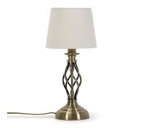 ValueLights | Traditional Antique Brass Bedside Table Lamp for Living Room with Fabric Lampshade Bedroom Light | Table Lamps, Home Décor & Improvement Essential | Included LED Bulb