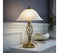 MiniSun | Antique Gold Barley Twist Table Lamp with a Frosted Alabaster Shade | Table Lamps, Home Décor & Improvement Essential