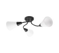 ValueLights | Traditional Black 3 Arm Ceiling Light Fitting with White Frosted Glass Shades | Close-to-Ceiling Lights, Home Décor & Improvement Essential | Includes Bulb