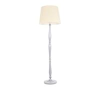 Victoria Grey Wood Traditional Floor Lamp with Fabric Tapered Shade and LED Bulb ValueLights Cream One Size