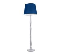 ValueLights | Traditional Grey Wood Candlestick Floor Lamp with Navy Blue Tapered Shade for Living Room | Floor Lamps, Home Décor & Improvement Essential | Included LED Bulb