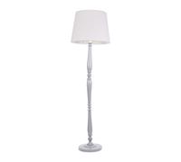 Victoria Grey Wood Traditional Floor Lamp with Fabric Tapered Shade and LED Bulb ValueLights White One Size