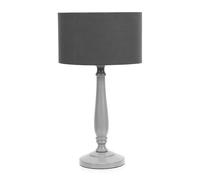 Victoria Grey Wood Traditional Table Lamp with Fabric Drum Shade and LED Bulb ValueLights Charcoal One Size