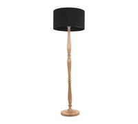 ValueLights | Traditional Light Wood Candlestick Floor Lamp with Black Fabric Drum Shade for Living Room | Floor Lamps, Home Décor & Improvement Essential | Included LED Bulb