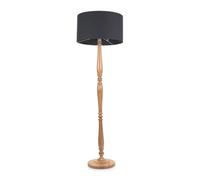 ValueLights | Traditional Light Wood Candlestick Floor Lamp with Charcoal Fabric Drum Shade for Living Room | Floor Lamps, Home Décor & Improvement Essential | Included LED Bulb