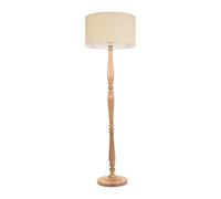 ValueLights | Traditional Light Wood Candlestick Floor Lamp with Cream Fabric Drum Shade for Living Room | Floor Lamps, Home Décor & Improvement Essential | Included LED Bulb