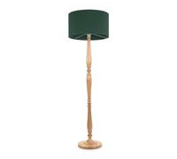 ValueLights | Traditional Light Wood Candlestick Floor Lamp with Forest Green Fabric Drum Shade for Living Room | Floor Lamps, Home Décor & Improvement Essential | Included LED Bulb