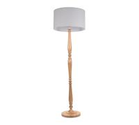 ValueLights | Traditional Light Wood Candlestick Floor Lamp with Grey Fabric Drum Shade for Living Room | Floor Lamps, Home Décor & Improvement Essential | Included LED Bulb