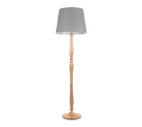 ValueLights | Traditional Light Wood Candlestick Floor Lamp with Grey Tapered Shade for Living Room | Floor Lamps, Home Décor & Improvement Essential | Included LED Bulb