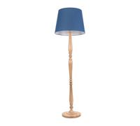 Victoria Light Wood Traditional Floor Lamp with Fabric Tapered Shade and Bulb ValueLights Blue One Size